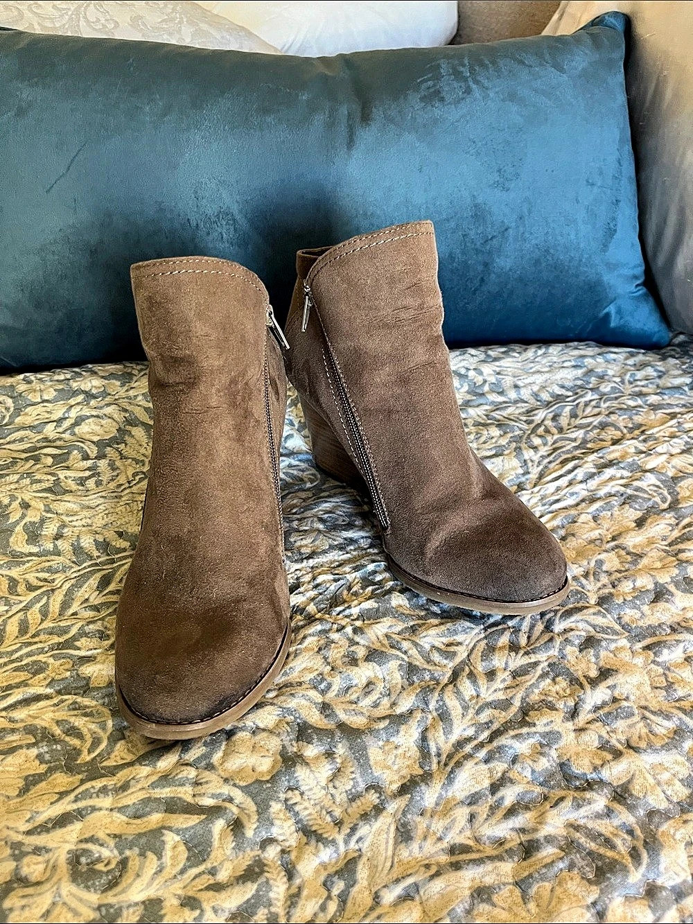 SONOMA Brown Wedge Booties, size 9
